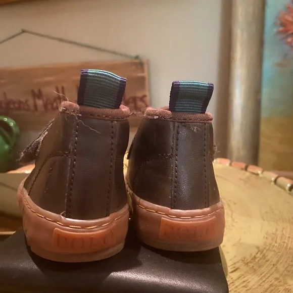 Polo Ralph Lauren Toddler Boy's OWEN-EZ BROWN LEATHER Boots Shoes-sz 5 - Picture 3 of 7